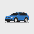 © Belozersky - Car suv vector illustrayion in flat style. Auto side view. Blue automobile isolated.
