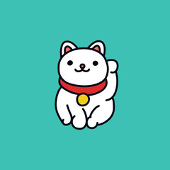 maneki neko doodle icon, vector illustration