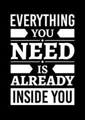 Wall Mural - Motivational poster. Everything You Need is Already Inside You. Home decor for good self-esteem.