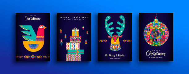 christmas new year folk scandinavian animal set