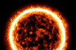 Illustration of fiery ball of a burning star, solar disk.