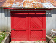 Red Wooden Barn Doors