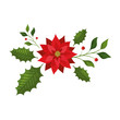 leafs with flower christmas isolated icon vector illustration design