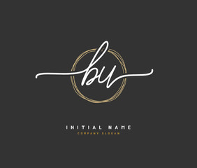 B U BU Beauty vector initial logo, handwriting logo of initial signature, wedding, fashion, jewerly, boutique, floral and botanical with creative template for any company or business.