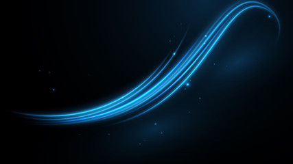 Blue speed ​​wave illustration with shine line background