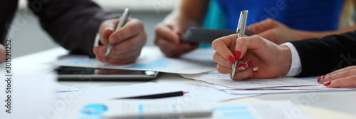 Cuadros en Lienzo Silver pen lie on important paper at table