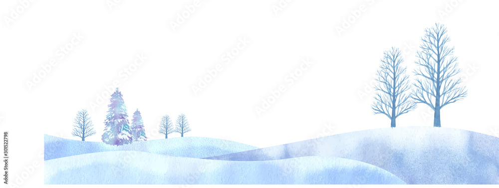 幻想的な冬の平原イメージ 水彩のトレースベークター Wall Mural Keikotakamatsu