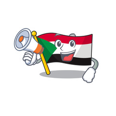 Sticker - Cheerful with holding megaphone cartoon flag sudan with mascot