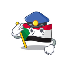 Canvas Print - Cheerful police cartoon flag sudan with mascot