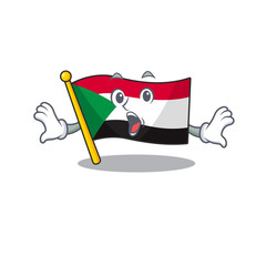 Sticker - flag sudan character in cartoon shape surprised