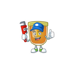 Canvas Print - Liquid honey cartoon character with mascot plumber