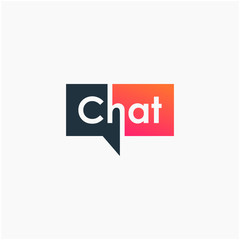 chat lettering with bubble concept logo design. talk, speak, logo template. chat vector logotype des