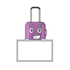 Poster - grinning with board mascot cartoon style travel suitcase cute