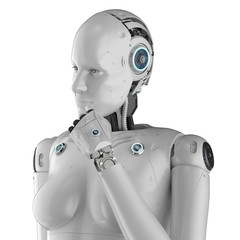 Female cyborg or robot analyze