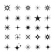 Star icons. Twinkling stars. Sparkles, shining burst. Christmas stars vector isolated.