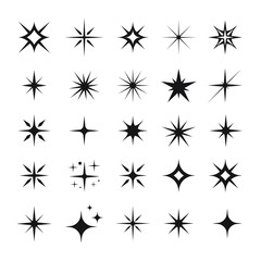 Wall Mural - star icons. twinkling stars. sparkles, shining burst. christmas stars vector isolated.