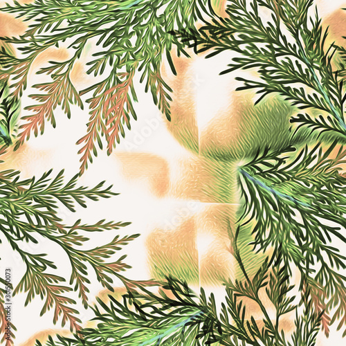Twigs seamless pattern floral art.