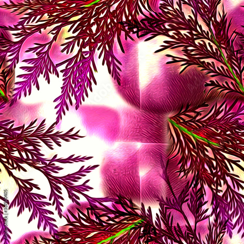 Twigs seamless pattern floral art.