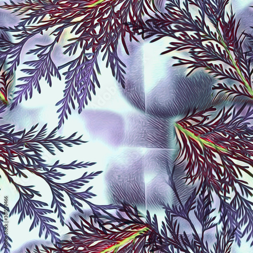 Twigs seamless pattern floral art.