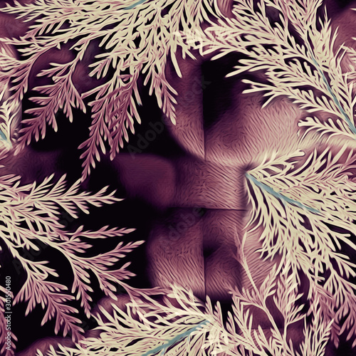 Twigs seamless pattern floral art.