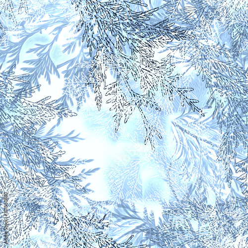 Twigs seamless pattern floral art.