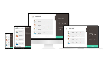 web design. website template for monitor, laptop, tablet, phone. elements for mobile and web applica