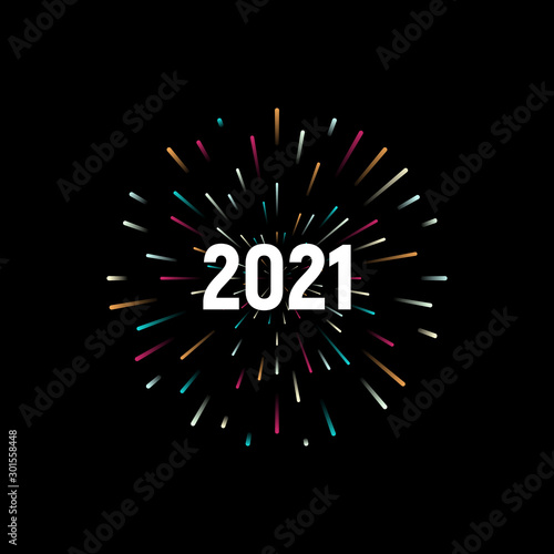 Happy New 2021 Year Holiday Vector Illustration With Festive