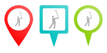 Man, Golf, Playing Pin Icon. Multicolor Pin Vector Icon