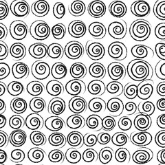 Sticker - Seamless background from line in circle form. Single thin line spiral goes to edge of canvas. Vector illustration