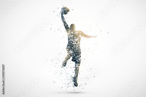 Εκτύπωση καμβά silhouette of a basketball from particles 2