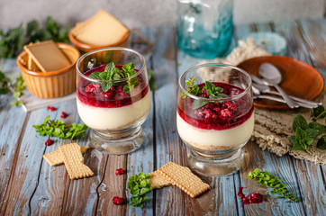 Delicious dessert in glass