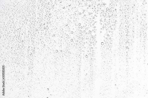 Cuadros en Lienzo white isolated background water drops on the glass / wet window glass with splas