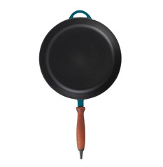 iron cast skillet on perfect white background