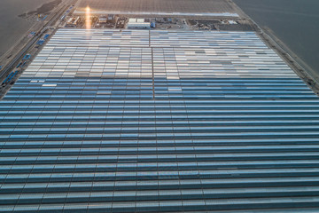 Wall Mural - Aerial view of Linear Fresnel Concentrating Solar thermal power plant