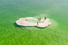 Aerial Footage Of A Bare Tree On A Salt Deposit In The Dead Sea