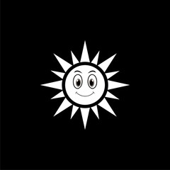 Canvas Print - Cute sun with smile icon isolated on black background