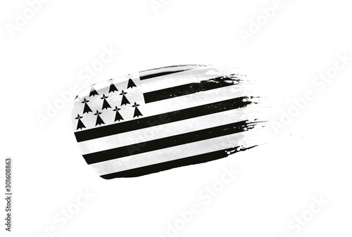 Cuadros en Lienzo Brush painted Brittany flag. Hand drawn style