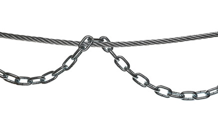 Wall Mural - Steel hawser and chain isolated on white background