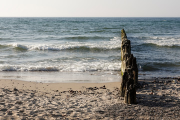 Sticker - Waves of the Baltic sea and wooden coast protection