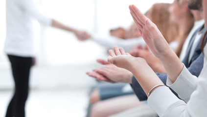 Wall Mural - background image of a young business team applauding