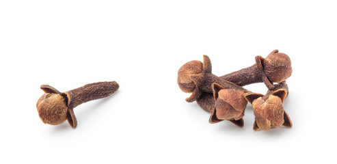 Spice cloves on white background