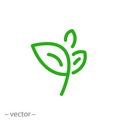 Wall Mural - growth plant logo, icon, outline green leaf, seedling, thin line web symbol on white background - ed