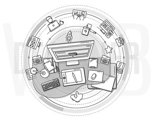 Poster illustrating the profession of web design.