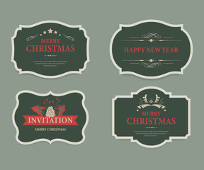 Wall Mural - christmas label and christmas banner tag set. colorful badges holiday sale. illustration vector desi