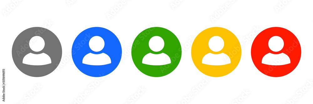 Set user avatar icon, button, profile symbol, flat person icon – stock vector - obrazy, fototapety, plakaty 