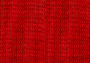 Ugly sweater Christmas party. Red knitted background. The warm sweater from yarn. New year backdrop. Texture of the wool or acrylic knit