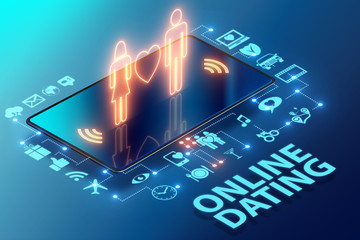 Concept of online dating and matching - 3d rendering