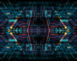 Wall Mural - abstract futuristic technological background, floating circuits, charts, digits elements. nano chip 