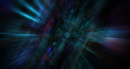 Wall Mural - abstract futuristic technological background, floating circuits, charts, digits elements. nano chip 