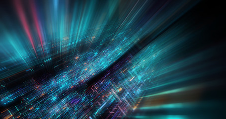 Wall Mural - abstract futuristic technological background, floating circuits, charts, digits elements. nano chip 